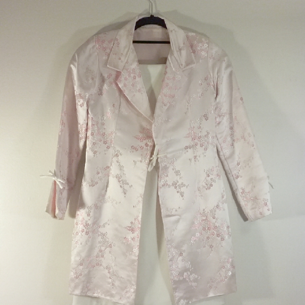 M. W. Oriental Pink Blazer & White Dress Size 10P